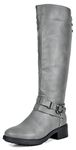 DREAM PAIRS Women's Uncle Grey Knee High Motorcycle Riding Winter Boots Size 8.5 M US