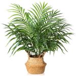 MOSADE Artificial Palm Tree 28" Fake Potted Areca Palm Plant with Handmade Seagrass Basket, Perfect Faux Tree Home Décor for Indoor Outdoor Office Porch Balcony Bedroom Bathroom Gift