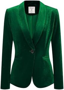 Allegra K Women's Office Coat Solid Shawl Collar 1 Button Velvet Blazer Green Medium