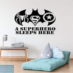 VVWV Superhero Lives Here Wall Stickers for Living Kids Girls Boys Bedroom Home & Kitchen Hall Wall Decor L x H 80 x 55 Cms