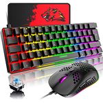 60% Wired Gaming Keyboard and Mouse Combo 62 Key 19 Rainbow LED Backlit Mechanical Keyboard with Full Anti-ghosting Blue Switch Type-C RGB Lightweight Gaming Mouse 6400 DPI for PC/Mac Gamer(Black)