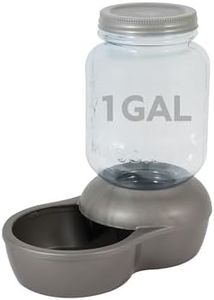 Petmate Mason Inspired Replendish Gravity Waterer, Water Dispenser for Dogs and Cats, 1 Gallon Silver