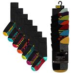 K Collection Mens Ex Store Weekday Socks - 7 Pack - Cotton Rich Anti-Microbial - Days of the Week Socks - Assorted Colours - UK Shoe Size 9-11