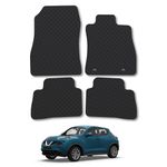 Rubber Car Mats Compatible with Nissan Juke (2010-2019) Tailored Fit Rubber Floor Mats Set Accessory Black Custom Fit 4 Pieces with Clips - Anti-Slip Backing, Heavy Duty & Waterproof