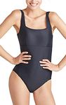 Yummie Women's Athena Square Neck One Piece Swimsuit, Black, 14