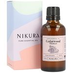 Nikura Cedarwood (Himalayan) Essential Oil - 50ml | 100% Pure Natural Oils | Perfect for Aromatherapy, Diffusers, Humidifier, Bath | Great for Repelling Moths, Insects, Focus | Vegan & UK Made