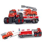 Alokik Enterprise 1:43 4WD Diecast Fire Engine Model Big Truck Toys with Friction Powered Car Vehicle Toy Gifts for Boys and Girls Best Gift Truck Set (Pack of 1)