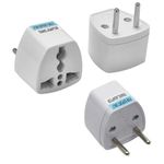 Hi-PLASST India to Europe Converter Plug (Pack of 3) Type C 2 Pin Power Plug Adapter Converter, Universal Socket, 2pin to 3pin Conversion Denmark • Switzerland • Italy • Brazil • S.Africa • Israel