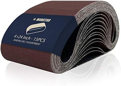 15 Pcs 4 x 24 Inch Assorted Aluminum Oxide Sanding Belt,80/120/150/240/400 Grit