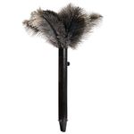 iHUFeather Retractable Ostrich Feather Duster for Cleaning, Fluffy and Natural Feather Duster with Retractable Handle， Reusable Eco-Friendly Handheld Cleaning Supplies (15 inch)