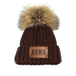 Dyoart Personalised Knitted Pom Pom Hat- Baby Name Winter Coffeecolor Beanie Hat - Winter Warm Knit Cap for Little Boys Girls(Child)