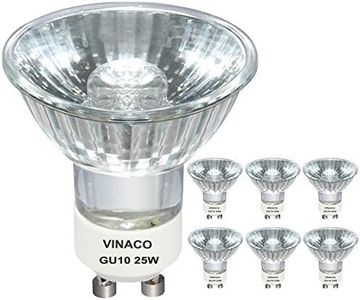 Vinaco NP5 GU10 120V 25W Bulb Candle Warmer, 6 Pack gu10+c 120v 25w Replacement for Wax Burner Light Bulb, Tart Burner Bulb, Warm White, Dimmable, gu10 Halogen 25w Bulbs with Glass Cover.