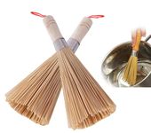 2PCS Natural Bamboo Wok Brushes, Kitchen Cleaning Brush, Pan Brush, Grill Scrubbing Cleaning Brush