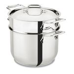 All-Clad E414S6 Stainless Steel Pasta Pot and Insert Cookware, 6-Quart, Silver