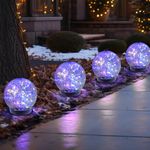 MLKNK Solar Globe Lights Outdoor Waterproof-Solar Balls-Solar Garden Lights-Solar Orbs for Outside 4 Pack Cracked Glass Ball for Lawn Patio Yard Backyard Decorations, DS-XBQ-1-1-1