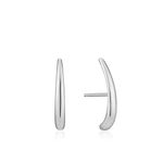 925 Sterling Silver Sleek Luxury Teardrop Lobe Hook Stud Earrings for Women, Rhodium Plated