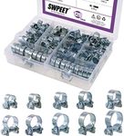 Swpeet 120Pcs 10 Sizes Zinc Plated Mini Fuel Injection Line Style Hose Clamp Assortment Kit Perfect for Automotive, Agriculture, Plant & Construction