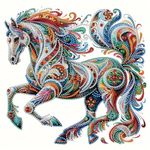 HASTHIP 5D Diamond Painting Kit - Three-Dimensional Diamond Painting, Aesthetic Dazzling Diamond Painting Home Decor Diy Diamond Painting Art Kit With Accessories And Tools, 12X12 Inches (Horse)