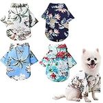 4 Pieces Pet Summer Shirts Hawaiian Style Dog T-Shirts Floral Coconut Tree Printed Puppy Shirt Summer Beach Dog Apparel Cat Outfit Shirt Breathable Pet Cool Clothes for Small to Medium Pets (X-Large)