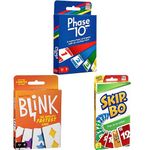 Mattel Phase 10 Card Game, Multi Color Reinhards Staupe's Blink The World's Fastest Card Game, Multi Color Skip Bo Card Game for Adult & Kid