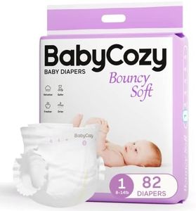 Babycozy BouncySoft Newborn Diapers for Sensitive Skin, Hypoallergenic Disposable Diapers, Plain White Diapers Without Chlorine, Soft Diapers for Baby&Infant&Preemie, Size 1(8-14lb) 72 Count