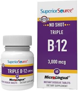 Superior Source No Shot Triple B12 3000 mcg, Quick Dissolve MicroLingual Tablets, 60 Ct, Methylcobalamin, Adenosylcobalamin & Cyanocobalamin, Cognitive & Heart Health, Nervous System, Non-GMO