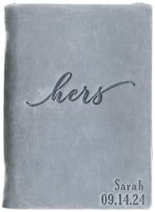 Ox & Pine Leather Wedding Vow Book Keepsake - Personalized His or Hers with First Name and Date – 5”x 3.5” (Hers, Lined, Rustic Gray)