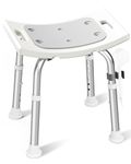 HOMLAND Shower Chair 181 kg, Adjustable Height Shower Stool with Rust-Free Aluminium Frame, Non-Slip Feet Shower Stools to Sit on in Shower, Shower Seat for Elderly Disabled Handicap, Light Gray