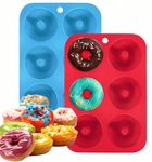 BANSHAN 2 Pack Donut Pan Silicone Baking Mold, Just Pop Out! Non-Stick Doughnuts Baking Pans BPA Free for 6 Full-Size Donuts, Muffins, Cake Biscuit Bagels - Easy Clean, Oven, Dishwasher Safe