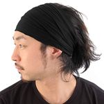 CHARM Black Bandana Headbands for Men and Women – Head Bands Runners Fitness Sports L