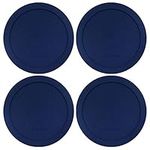 Lids for Pyrex and Anchor Round Glass Containers (2-Cups, Blue-4 PACK)