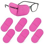 6pcs Glasses Eye Patch, Large Size Eye Patches Reusable Non-Woven Eye Patches to Cover Left Right Eye Improve Vision for Adults Kids Lazy Eye Amblyopia Strabismus and After Surgery(Pink)