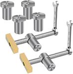 2PCS 3/4 Inch Bench Dog Clamps, Woodworking Clamps with 4 Bench Dogs, CNC Precision Machining Bench Dog with 2 Ratchet Wrenches, Low Profile Design and Easy to Use for Woodworking Silver