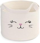 RUGSZONE Basket Cute Storage Basket with Handles Dog Toy Basket Blanket Basket for Living Room Baby Toy Basket Nursery Décor Basket (Small, WHITE P P)