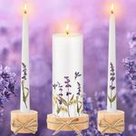 Irenare Unity Candles with Candle Holder for Wedding Ceremony Wedding Accessories for Reception Ceremony Decorative Candle Holder Pillar Candle for Formal Events Wedding Church (Flower)