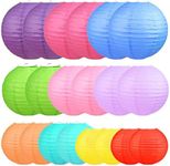 LIHAO 20pcs Colorful Paper Lanterns Mix Size Chinese Paper Lanterns Hanging Ball Lanterns for Party Wedding Birthday Halloween Xmas DIY Crafts(6'' 8'' 10'' 12'')