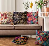 Ultimate Trends Premium Polyester Digital Modern Printed Cushion Cover for Living Room Couch Bed Single Sofa Set of 5 (24 X 24 Inches, Ajrakh Dark) - 200Tc, Multicolor