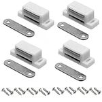 WARESHARK Cupboard Door Magnets 4 Pack White Magnetic Door Catch Stainless Steel Small Cabinet Magnetic Catches and Latches for Kitchen Wardrobe Magnets Door Closers Magnet Closure