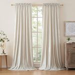 PRIMROSE Cream Curtains 84 inch for Living Room Velvet Blackout Rod Pocket Window Drapes Treatment Semi Room Darkening Ivory Decor Curtains for Bedroom Set of 2 Panels