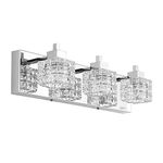 TRLIFE Bathroom Vanity Light Fixtures, Modern Bathroom Lights Over Mirror 3 Lights Vanity Light 19inches Crystal Vanity Light Fixture