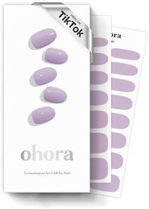 ohora Semi Cured Gel Nail Strips (N Blueberry Jam) - Purple, Solid, Works with UV/LED Lamps, Salon-Quality, Long Lasting, Easy to Apply & Remove - Includes 2 Prep Pads, Nail File & Wooden Stick