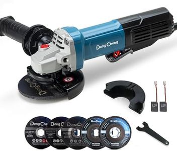 DongCheng 9.2 Amp Power Angle Grinders, 4-1/2 in., 11800RPM, Tool-Free Guard, Electric Metal Grinder Tool, Small Corded Angle Grinder, Paddle Switch, Shockproof Handle for Cutting, Grinding, Polishing