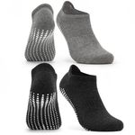 Occulto Women & Men Pilates Grip Socks Pack of 2 (Model: Mady), Yoga Socks 2 Pairs Black Grey 6-8