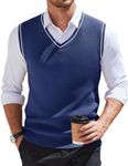 COOFANDY Mens V Neck JK Uniform Sweaters Vest Sleeveless Business Casual Knitted Sweater and Pullover