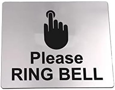 Please Ring Bell Sign Adhesive Sticker Notice, Silver/Gold/Copper Engraved with Universal Icon Symbol and Text (Size 12cm x 10cm). Waterproof and Durable. (Silver)