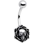 Body Candy Womens Stainless Steel Clear Halloween Skull Rose Belly Button Ring