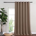 NICETOWN Blackout Curtain for Sliding Door, Grommet Top Thermal Insulated Bedroom Window Curtain Sound Dampening Drape for Patio Door/French Door (Cappuccino, 1 Panel, 80" W x 90" L)