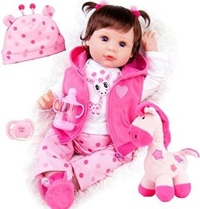 Milidool Lifelike Reborn Baby Dolls Girl, Realistic Baby Doll 22 inch Newborn Girl Doll with Feeding Toy Accessories Gift Set Silicone Baby Doll Weighted Soft Body Real Baby Doll