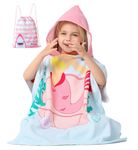 Athaelay Lightweight Microfiber Hooded Beach Towel for Toddler Girls, Toddlers Bath/Pool/Swim Poncho Cover-ups Swimwear (Pink Mermaid)