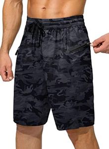 Men's Swim Trunks Quick Dry Board Shorts with Zipper Pockets Beach Shorts Bathing Suits for Men - No Mesh Liner(Grey Camo,L)